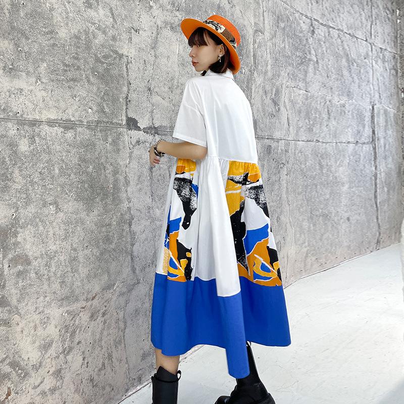 Summer Casual Loose A Line Short Shirts Dresses-STYLEGOING