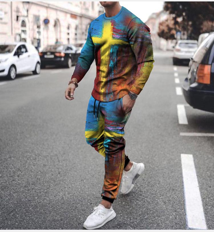 Casual Print Men's Sports Suits-STYLEGOING