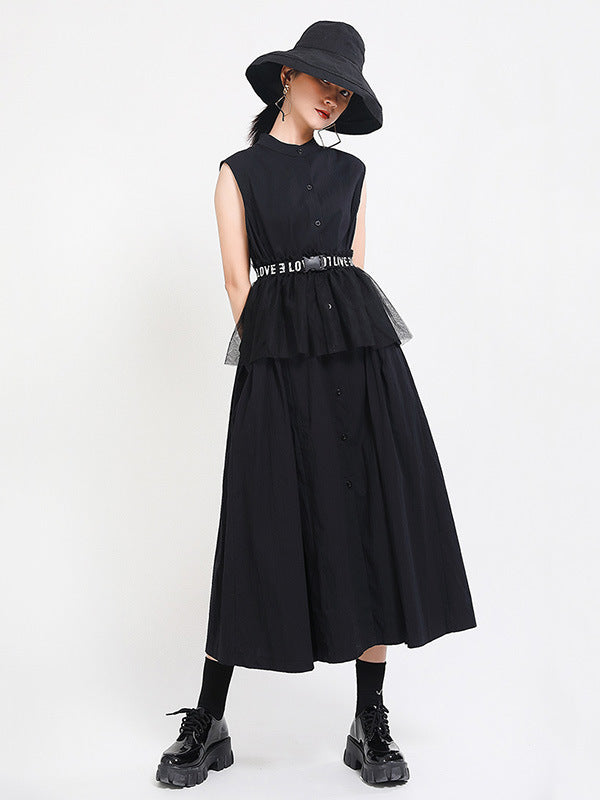Casual Stand Collor Cotton Elegant Dresses