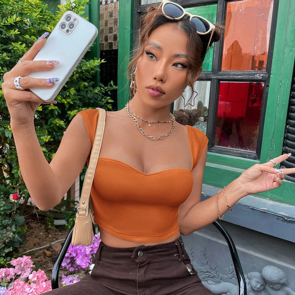 Sexy Square Neckline Short Mini Summer T Shirts