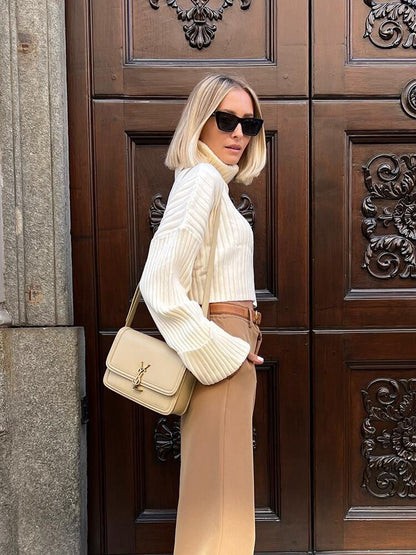Fashion Turtle Neckline Pullover Short Sweaters