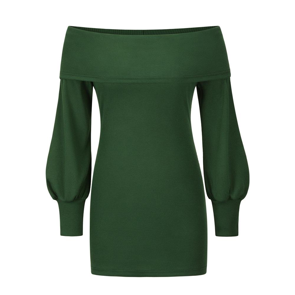 Sexy Women Knitting Bodycon Off The Shoulder Dresses-STYLEGOING