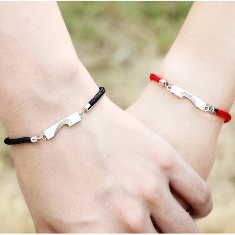 Heart Shape Designed Romatic Couple Silver Bracelets