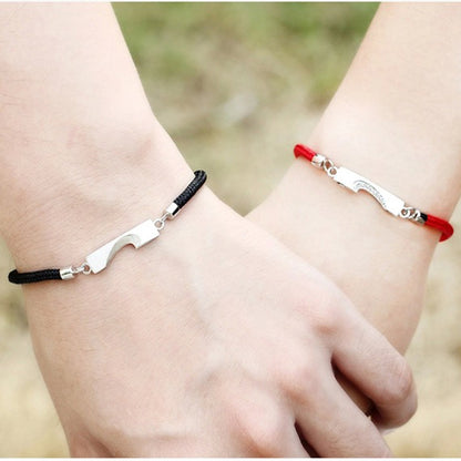 Heart Shape Designed Romatic Couple Silver Bracelets