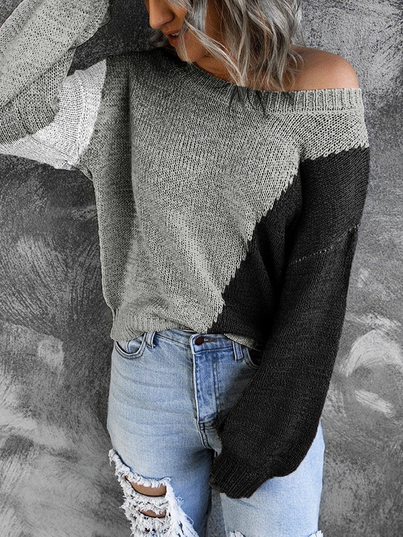 Women Knitting Irregular One Shoulder Sweaters-STYLEGOING