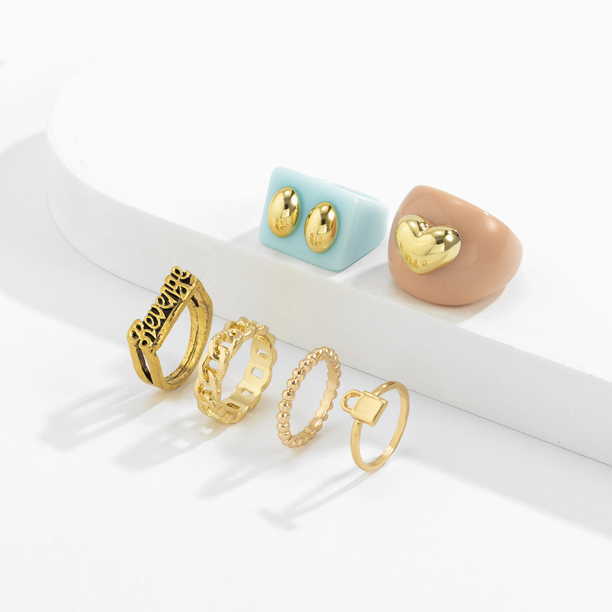 Fashion Sweet Letter Design Women Ring 6pcs/set