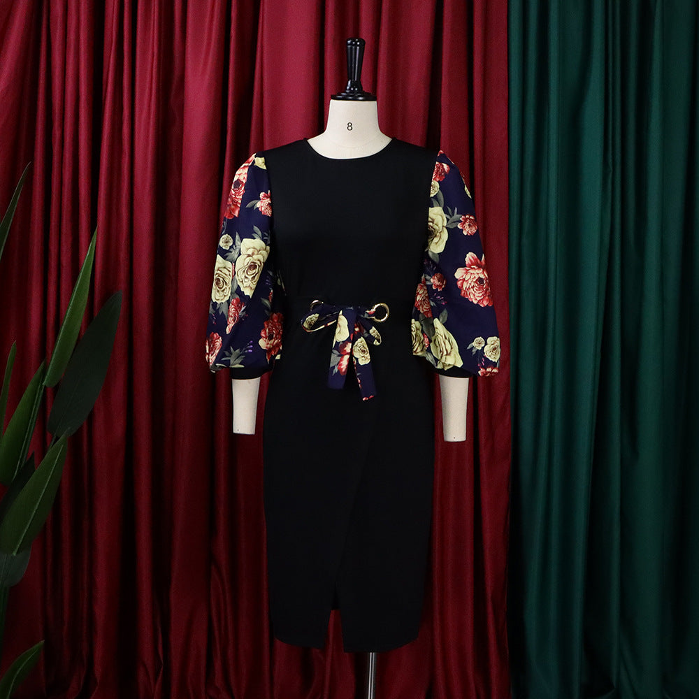 Classy Floral Print Plus Sizes Dresses for Women
