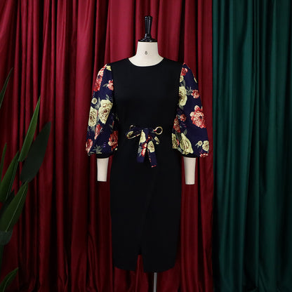 Classy Floral Print Plus Sizes Dresses for Women
