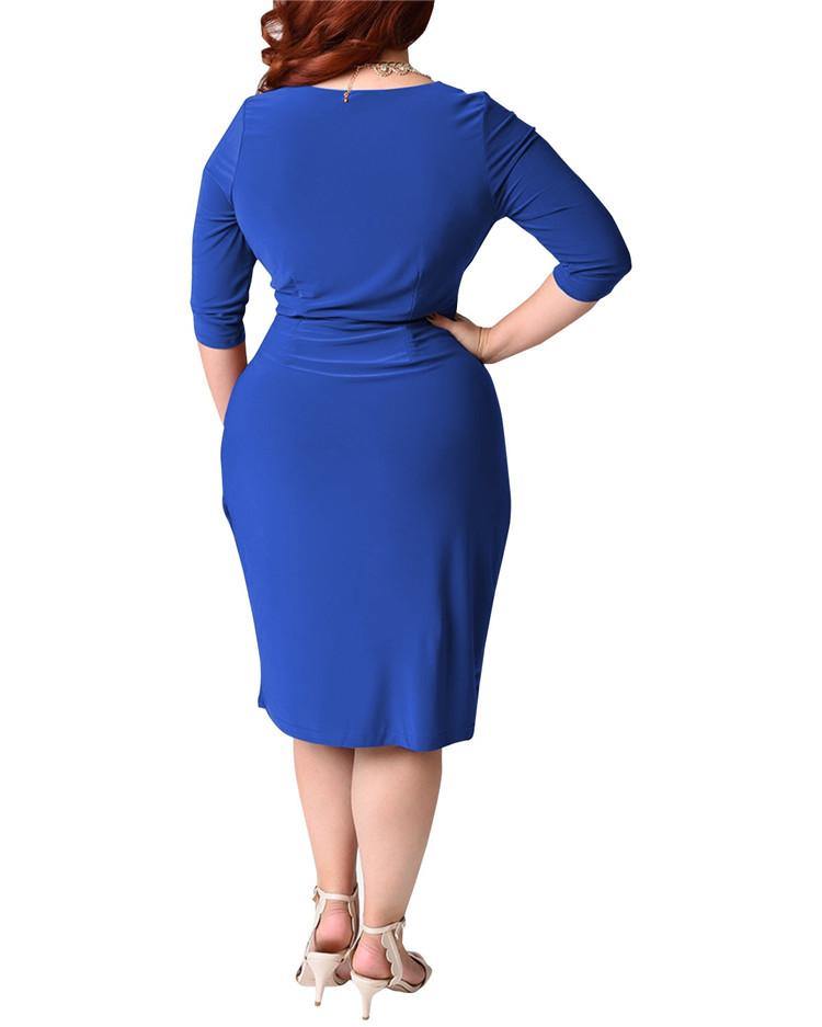 Plus Sizes Women Casual Half Sleeves Dresses-STYLEGOING