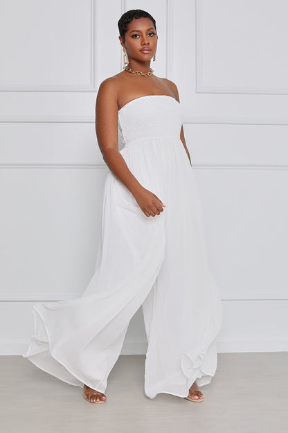 Sexy Strapless High Waist Chiffon Summer Jumpsuits