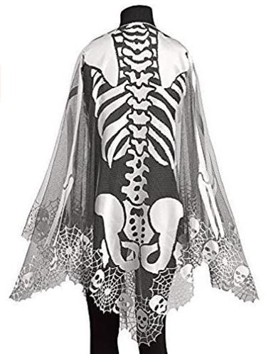 Halloween Lace Skeleton Print Cape