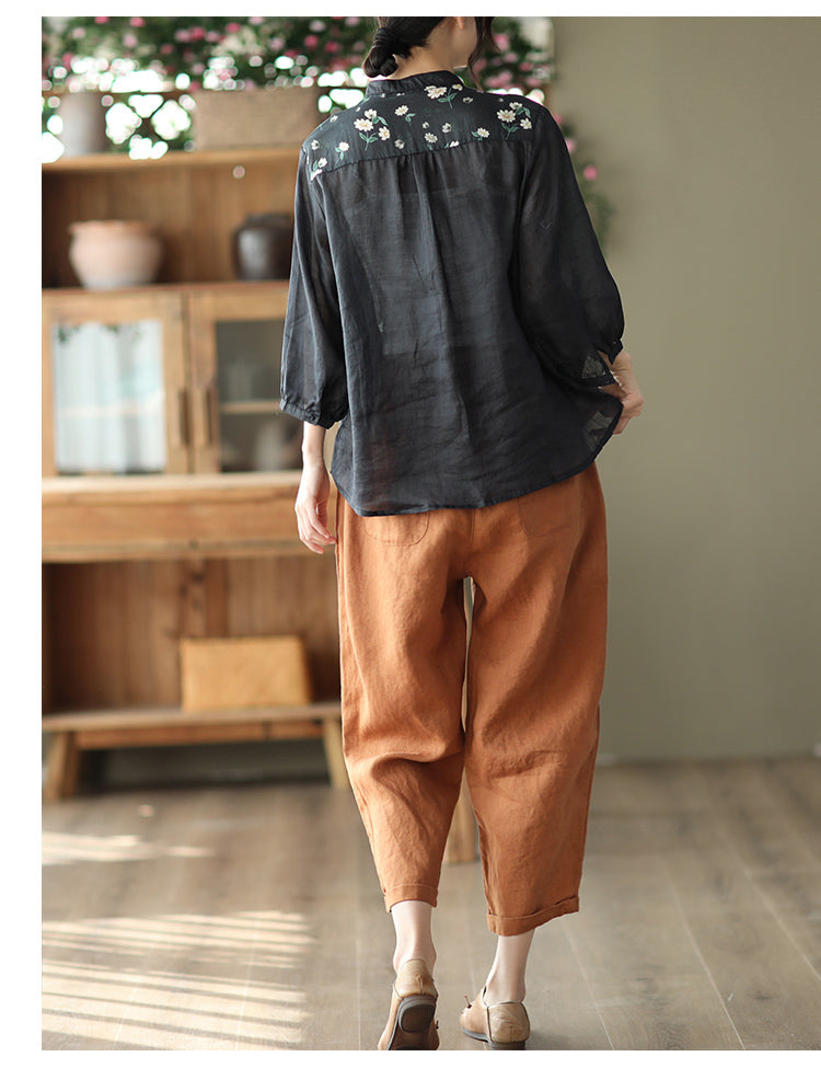 Vintage Flowers Classy Women Long Sleeves Shirts