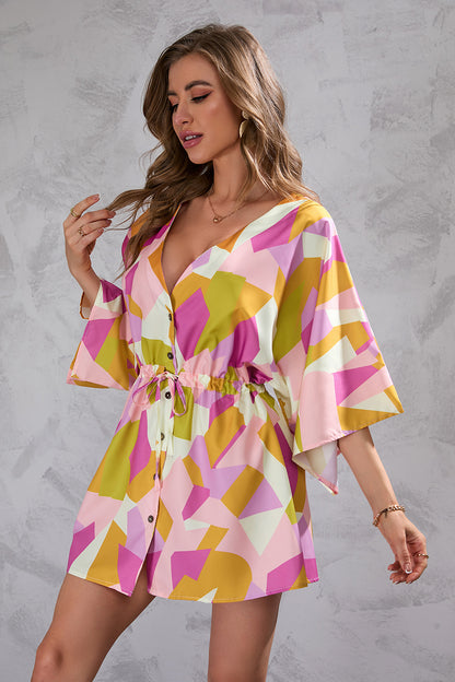 Summer Geometry Designed Women Short Dresses