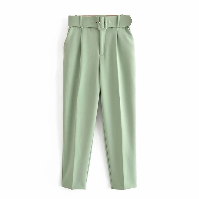 Women High Waist Casual Cropped Pants