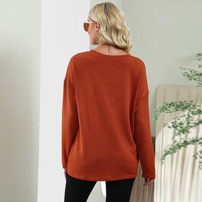 Casual Strawing Design Long Sleeves Blouses for Women