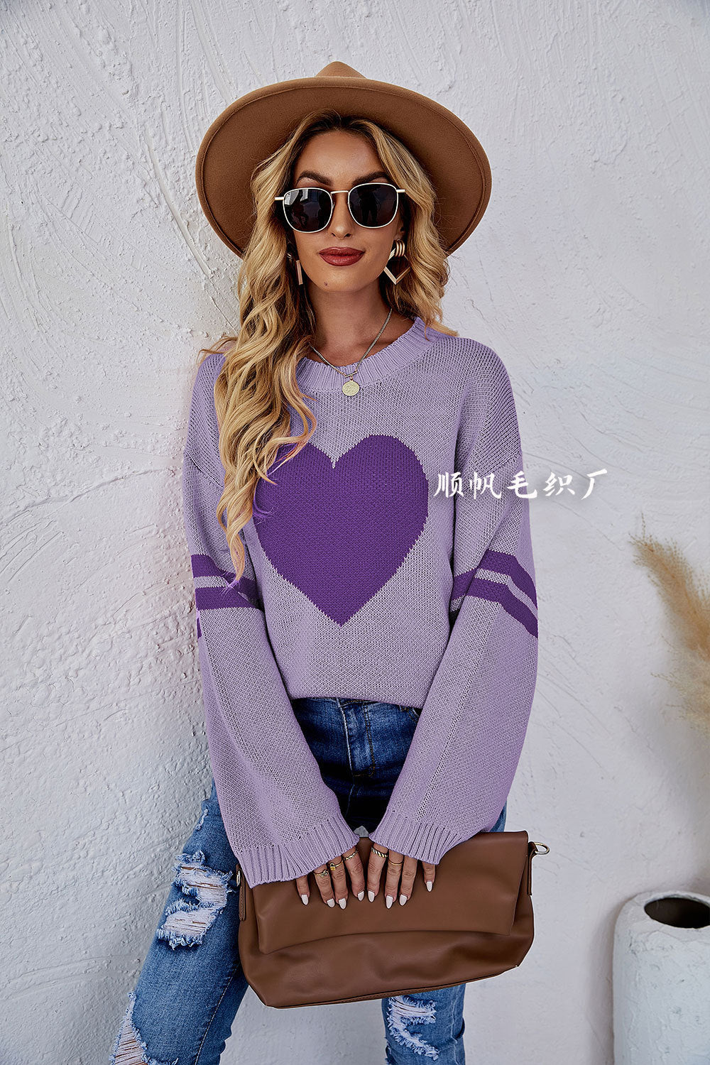Casual Women Sweetheart Design Pullover Sweaters