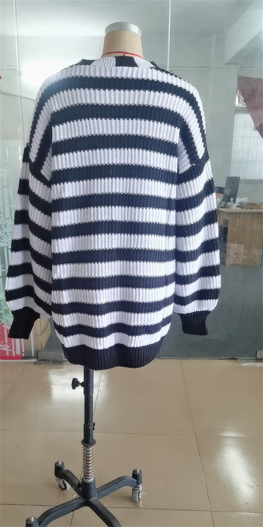 Women Striped Knitting Cardigan Sweaters