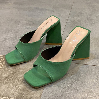 Women Chunky Heels Plus Sizes Slippers