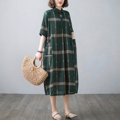 Summer Casual Linen Plus Sizes Midi Dresses