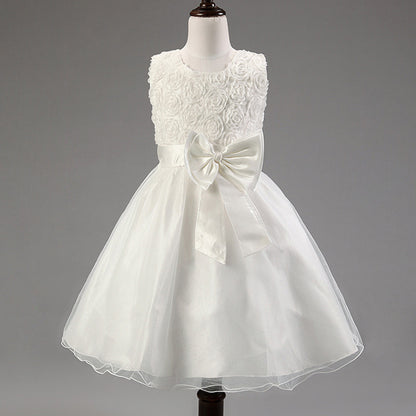 3D Rose Flower Princess Girls Dresses