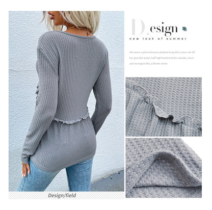 Women V Neck Knitted Women Tops