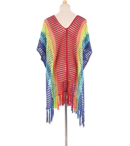 Colorful Knitting Crochet Tassels Swimwear Cover Ups for Women
