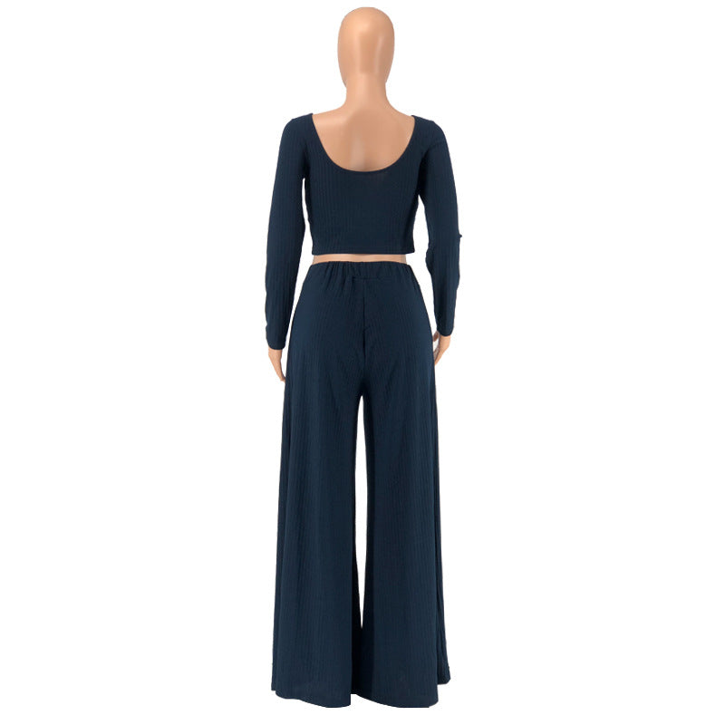 Casual Knitting Women Short Tops and Pants