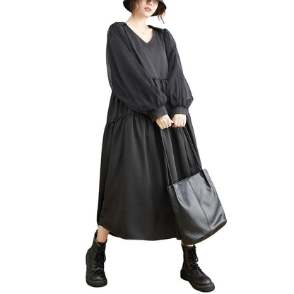Plus Sizes Tulle Long Sleeves Black Fall Dresses