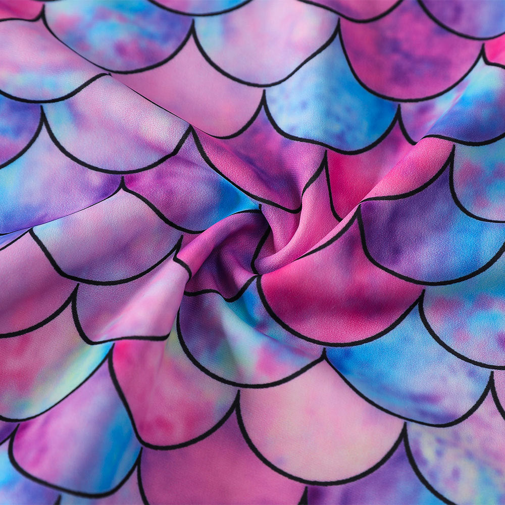 3D Fish Scale Design Two Pieces Swimsuits for Girls