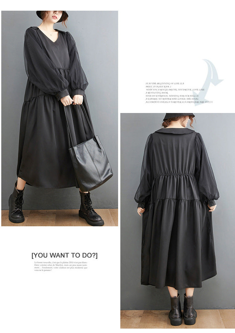 Plus Sizes Tulle Long Sleeves Black Fall Dresses