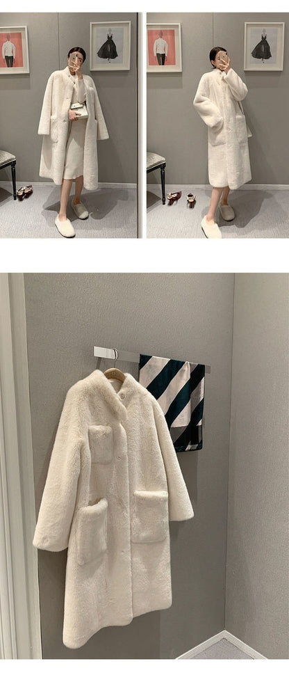 Winter Soft Warm Artificial Fur Long Overcoats for Women