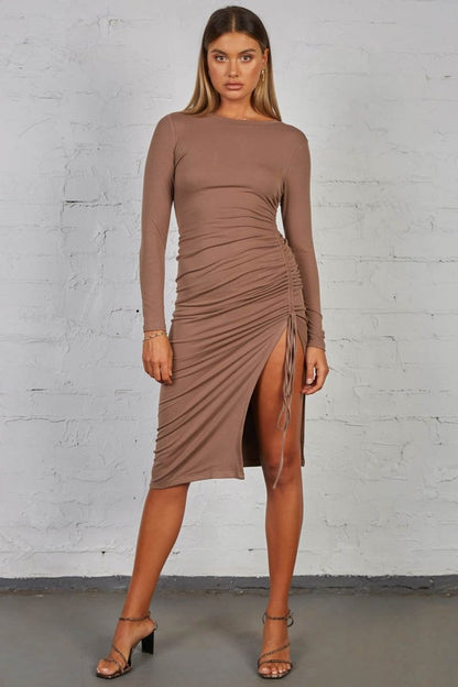 Sexy High Waist Irregular Long Sleeves Dresses