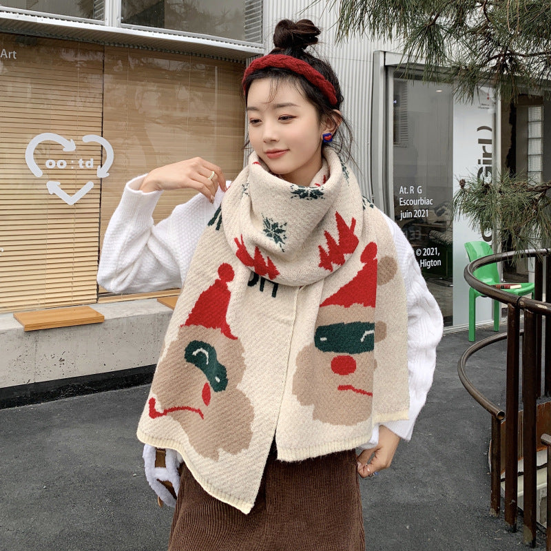 Christmas Santa Claus Knitted Winter Scarves for Gifts