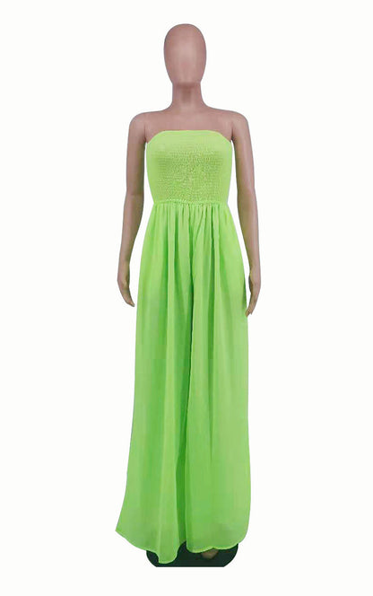 Sexy Strapless High Waist Chiffon Summer Jumpsuits