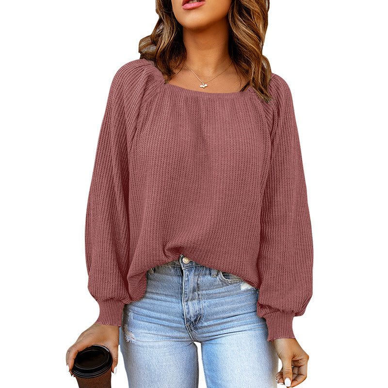 Casual Square Neckline Knitted Women Tops