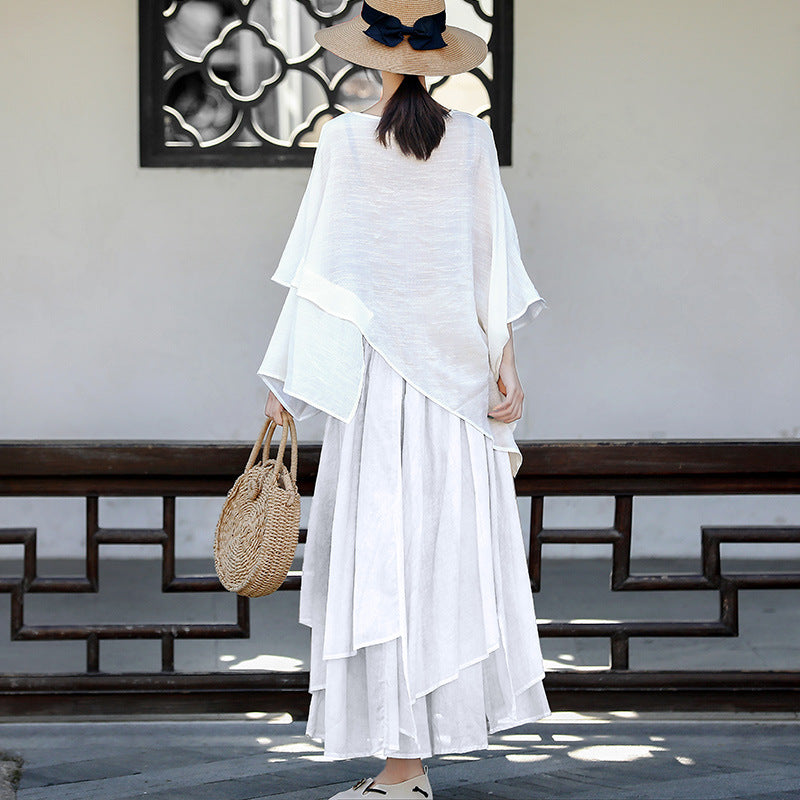 Fairy Line Irregular White Skirts