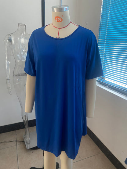 Plain Plus Sizes Women Daily Dresses