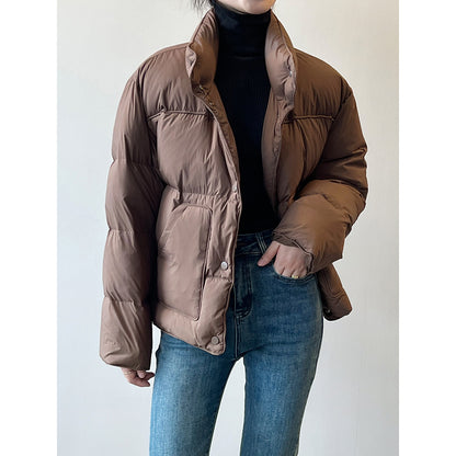 Winter Stand Collar Warm Cotton Short Coats for Women