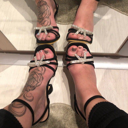 Rhinestone Design Wine Cup Heels Sandals for Women