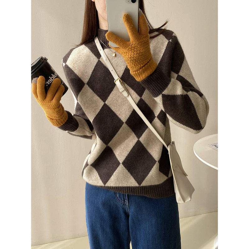 Vintage High Neck Pullover Sweaters for Women