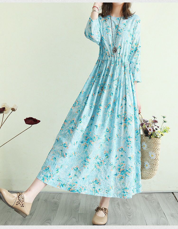 Vintage Cotton Women Plus Sizes Long Dresses