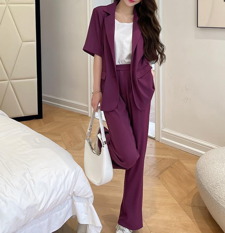 Casual Summer Designed Sets Short Sleeves Blazers and Pants