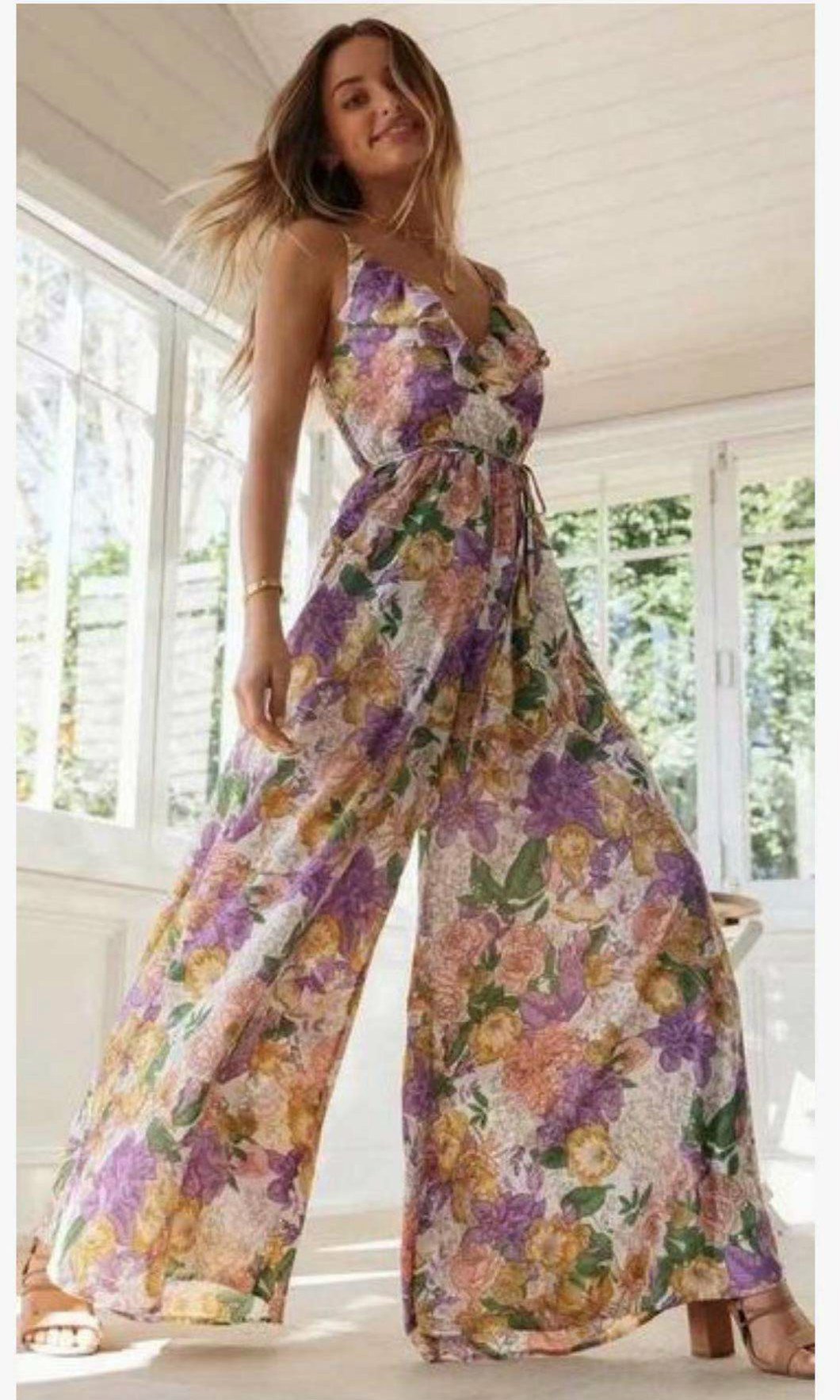 Summer Ruffed Lace Up Jumpsuits-STYLEGOING
