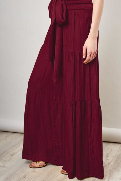 Casual Elastic Waist Wide Legs Pants