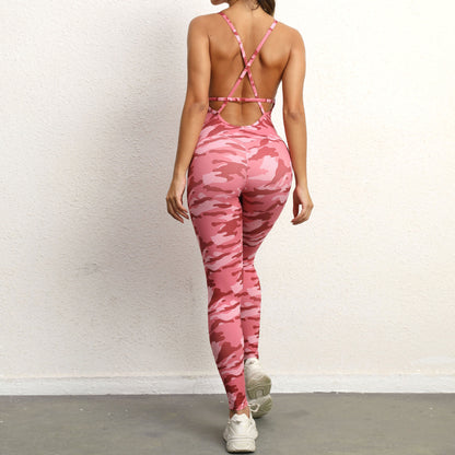 Sexy V Neck Backless Sports Jumpsuits