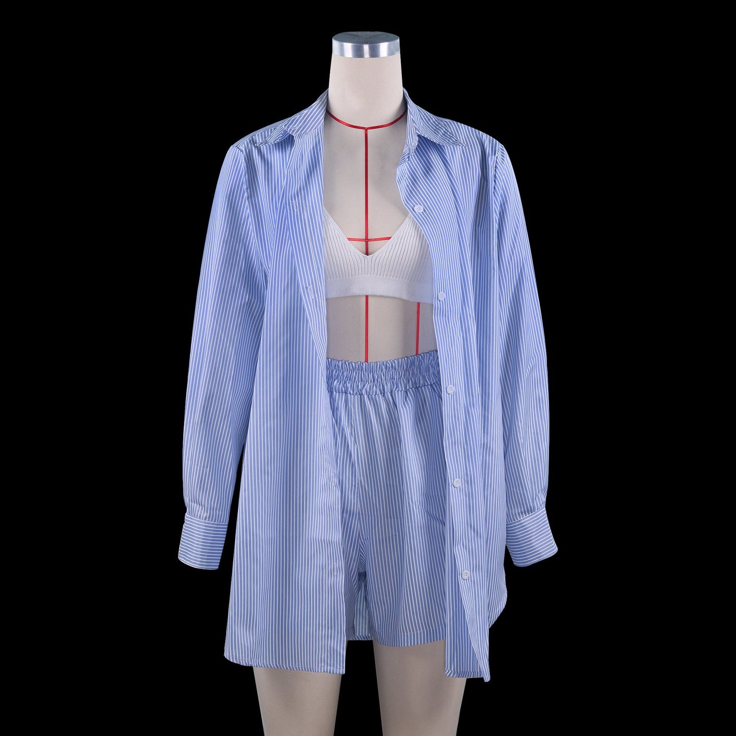 Fashion Leisure Summer Striped Two Pieces Suits