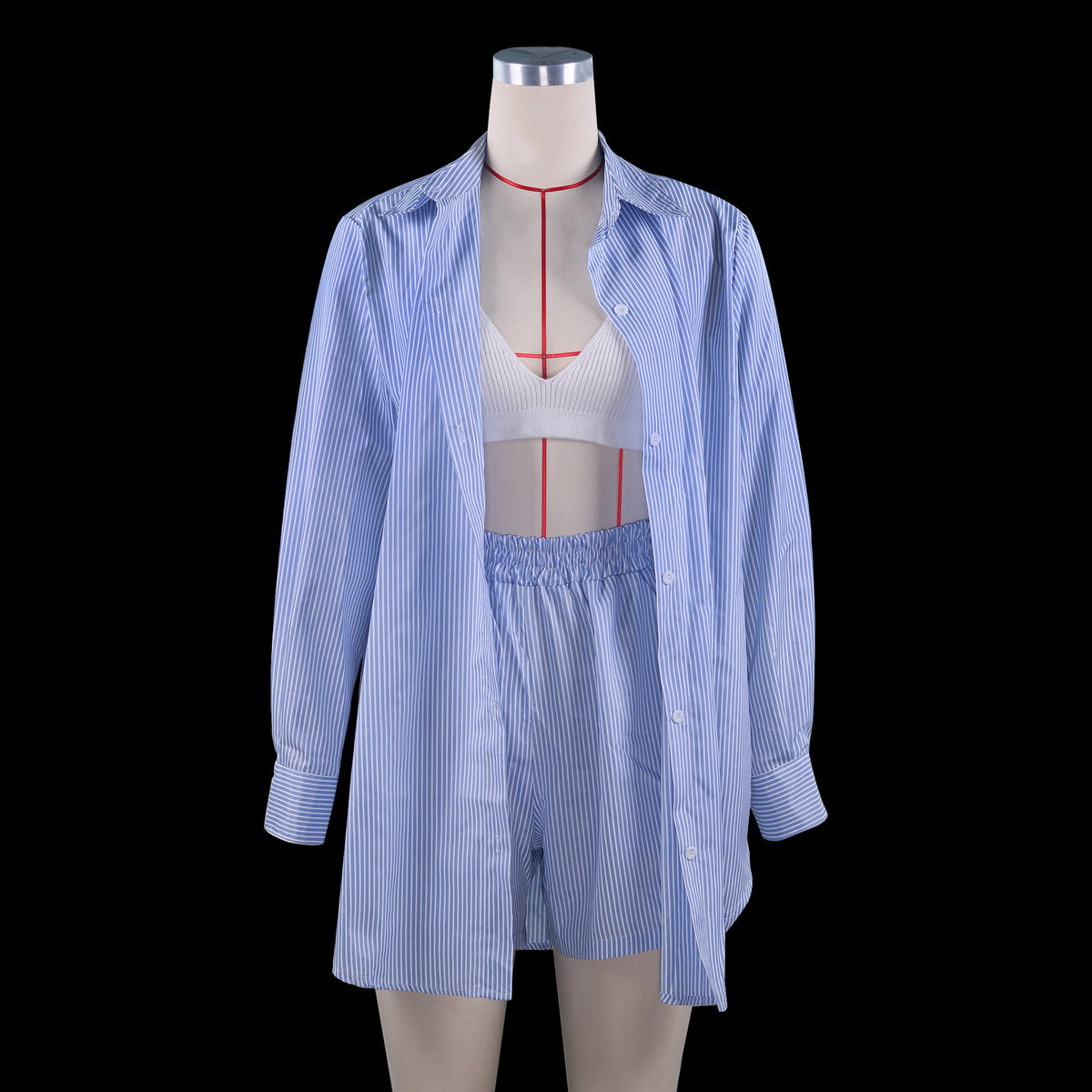 Fashion Leisure Summer Striped Two Pieces Suits