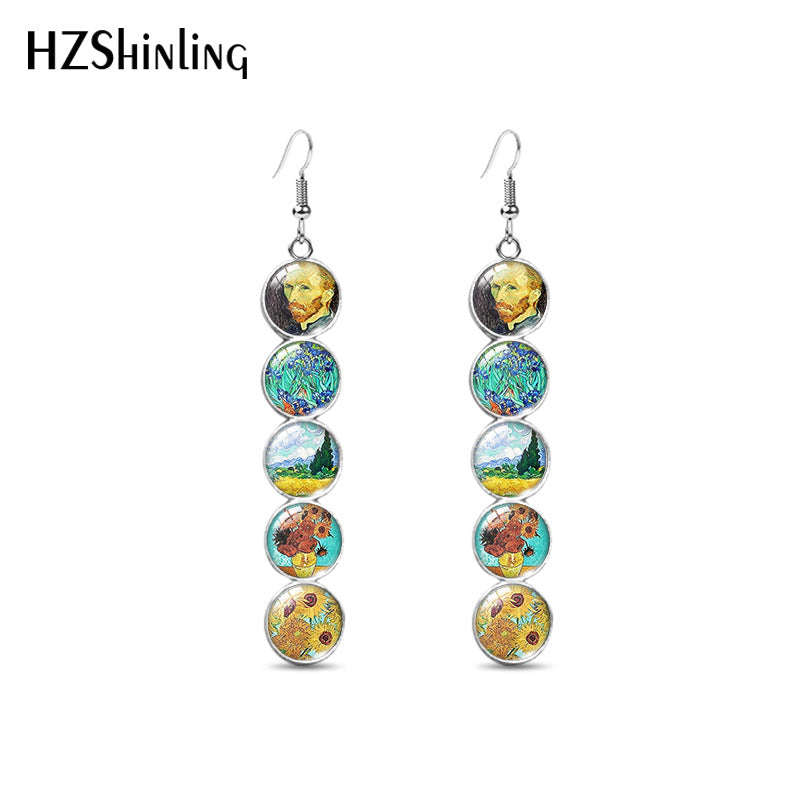 Sunflower Design Stone Drop Earrings for Women