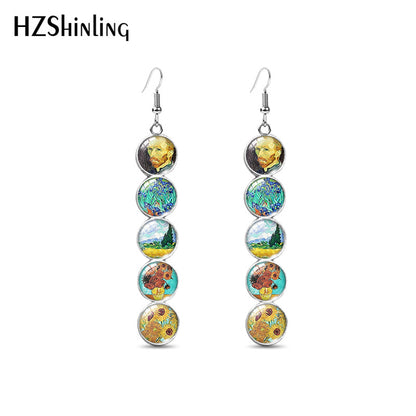 Sunflower Design Stone Drop Earrings for Women