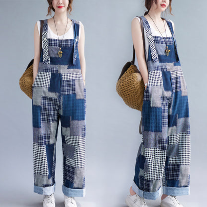 Vintage Plus Sizes Women Denim Suspender Pants